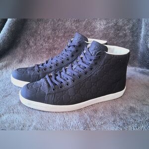 Authentic Gucci Brooklyn High Top 'Blue' Leather Sneaker Mens Size 13.5 **Rare**